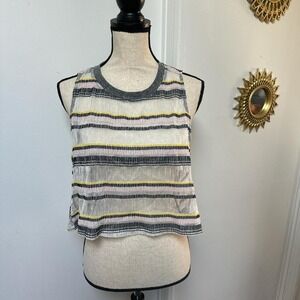 FP Movement Free People Sheer Striped Tank Top Small Lightweight Sheer Layering